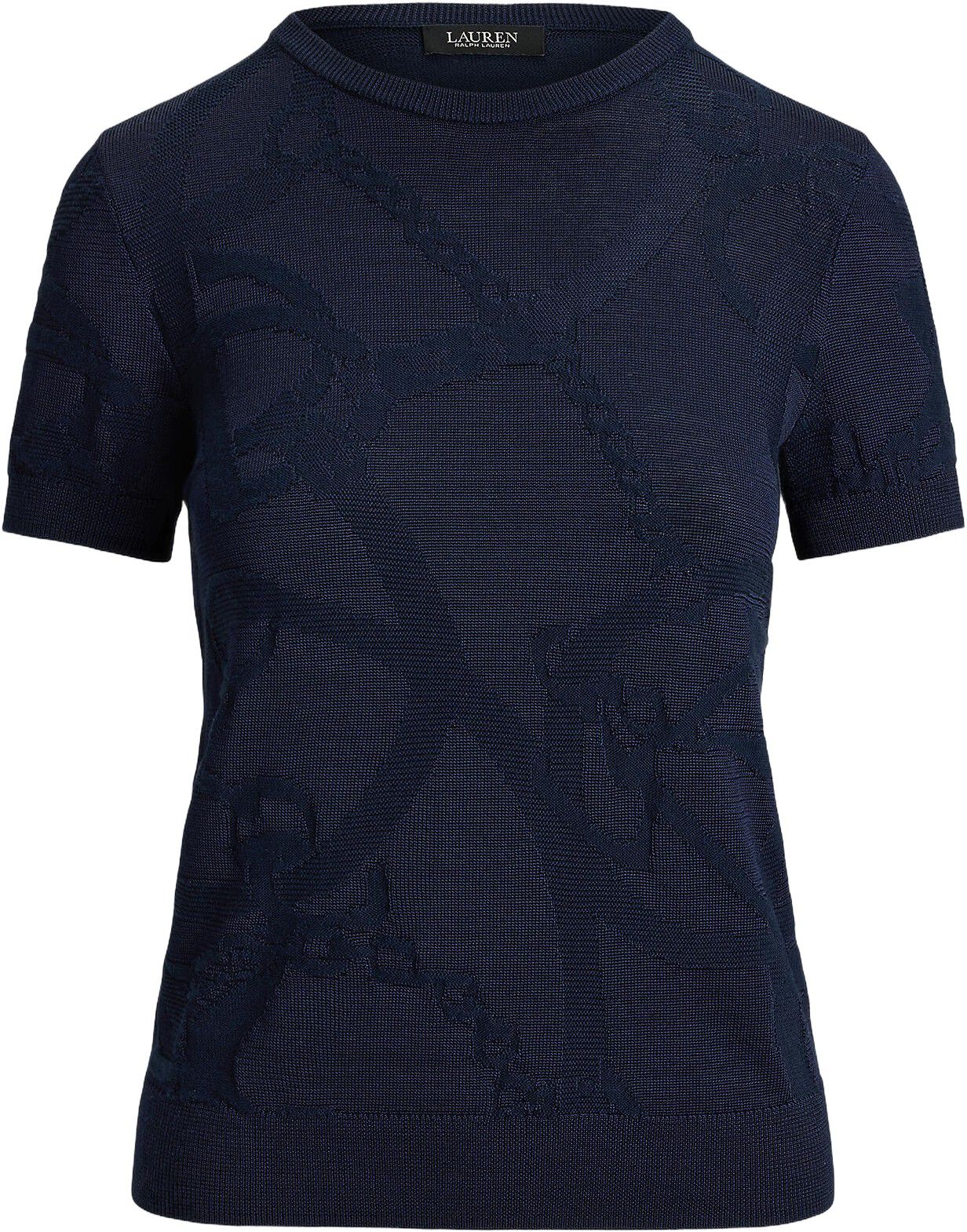 Belting-Motif Short-Sleeve Sweater