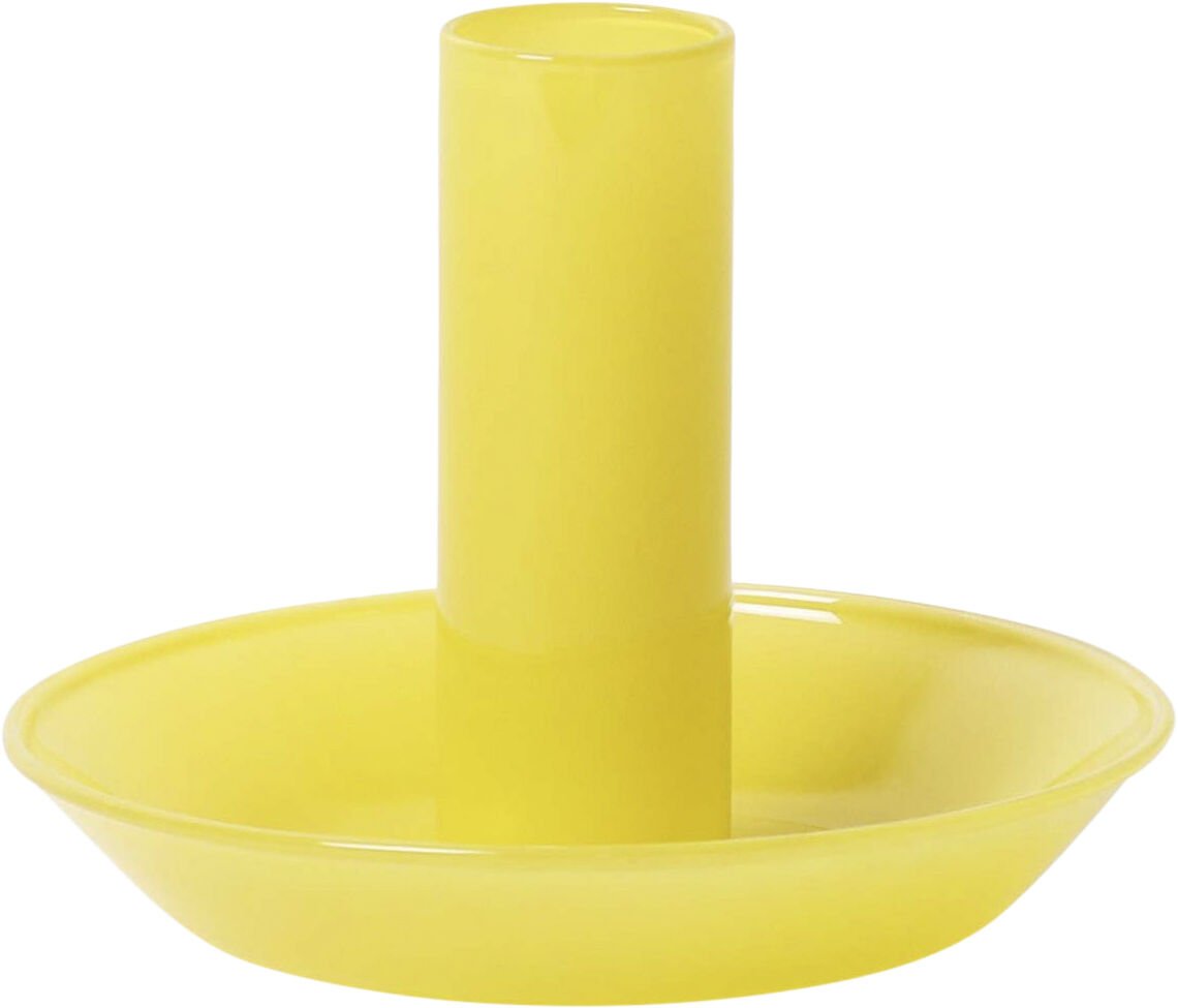 Glas lysestage, chartreuse, 10x&oslash;8 cm