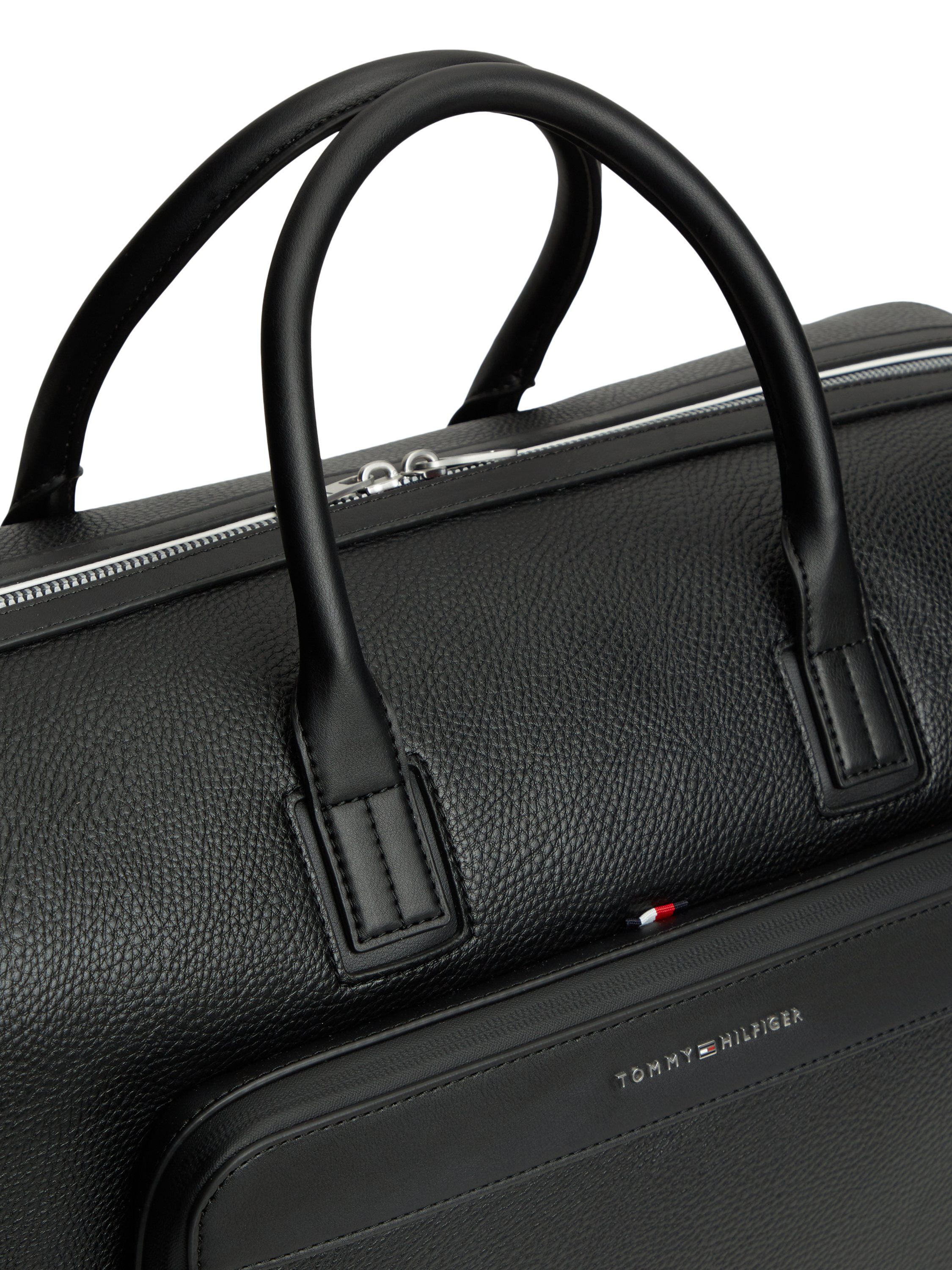 Metal Logo Pebble Grain Duffel Bag