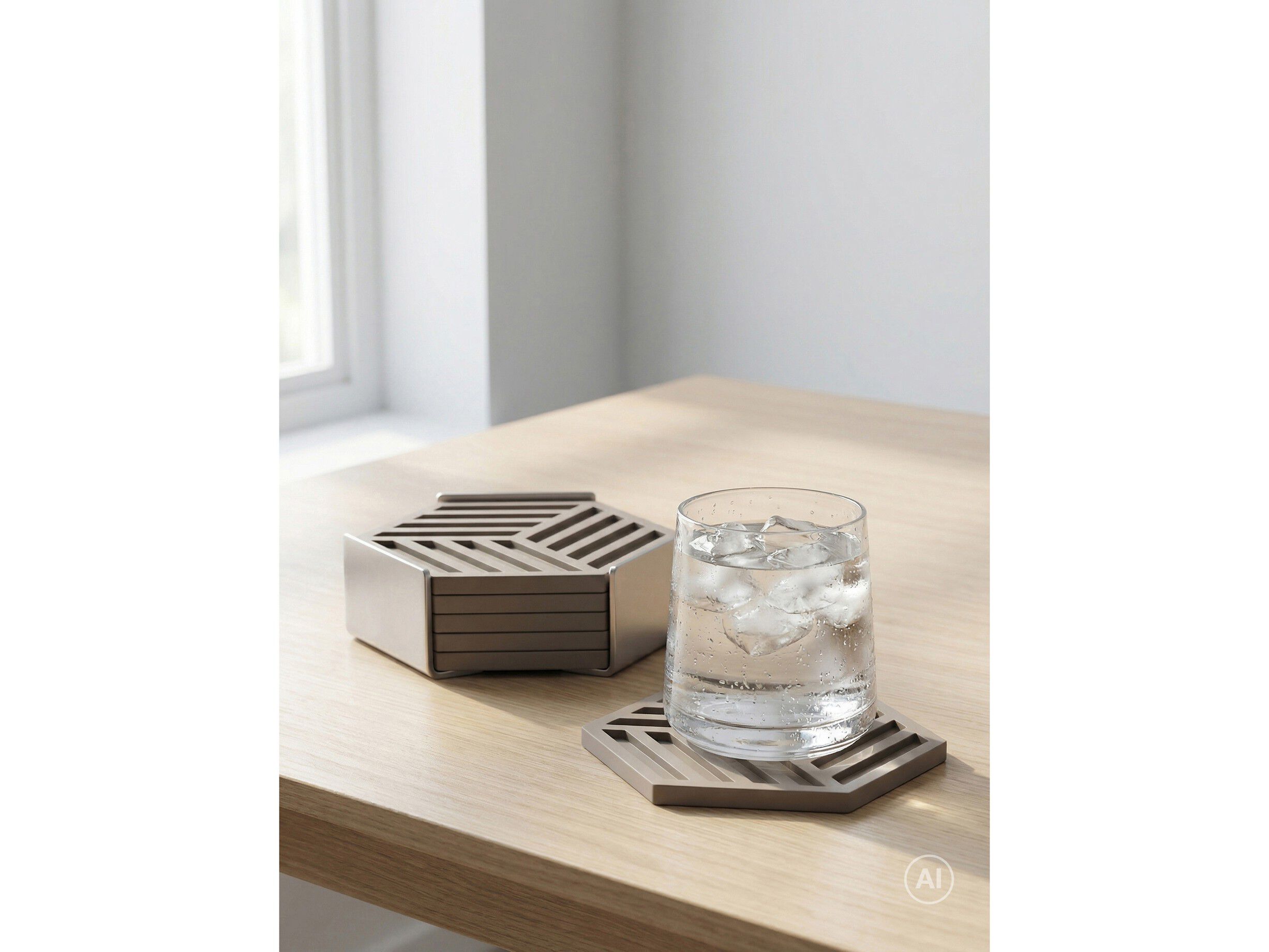 Glassbrikker Hexagon 6 stk. Black