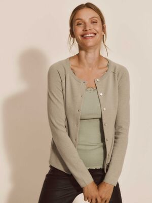 RWLaica Cashmere LS O-neck Raglan Cardigan