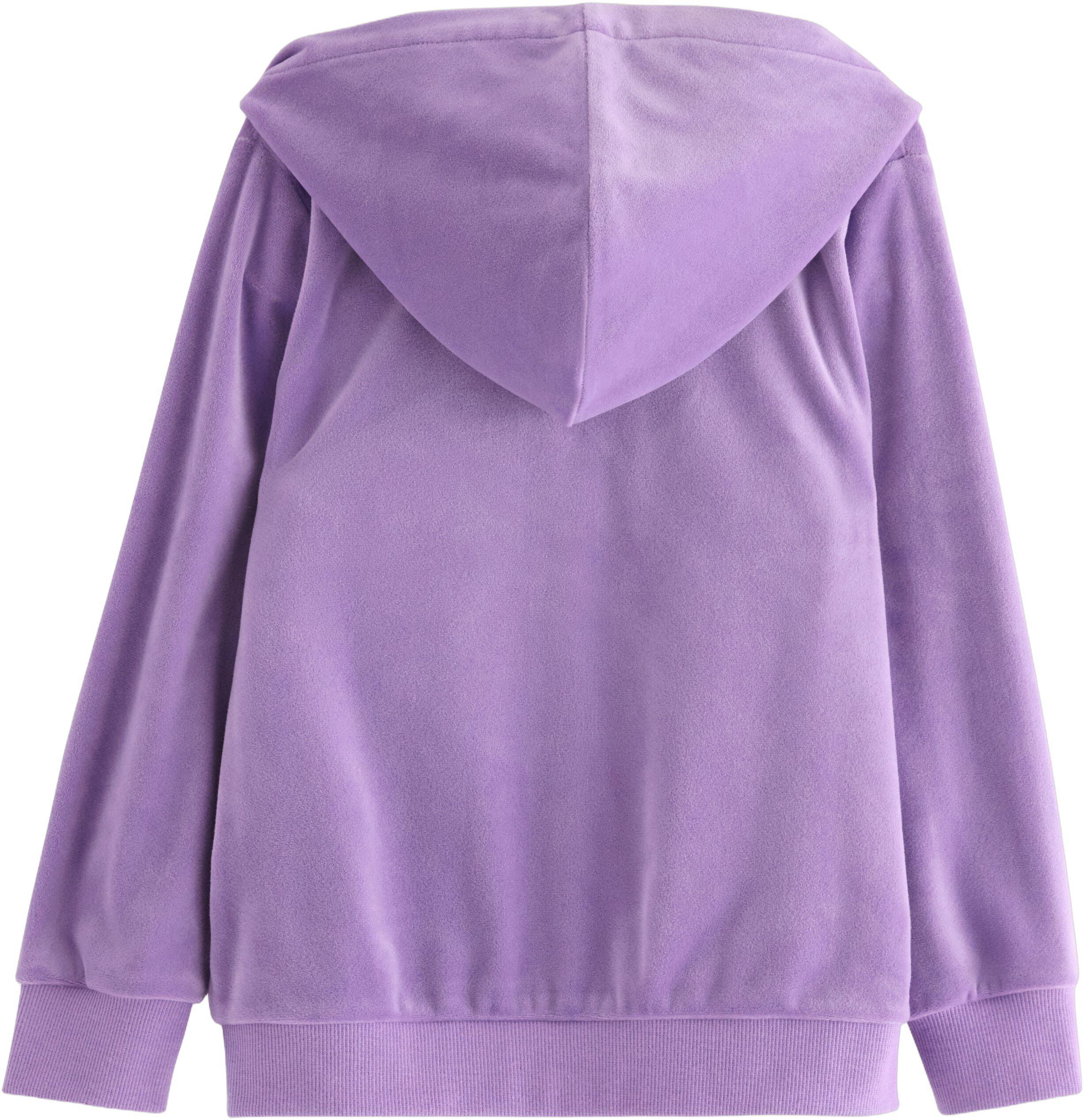 Hoodie i mjuk velour med avslappnad