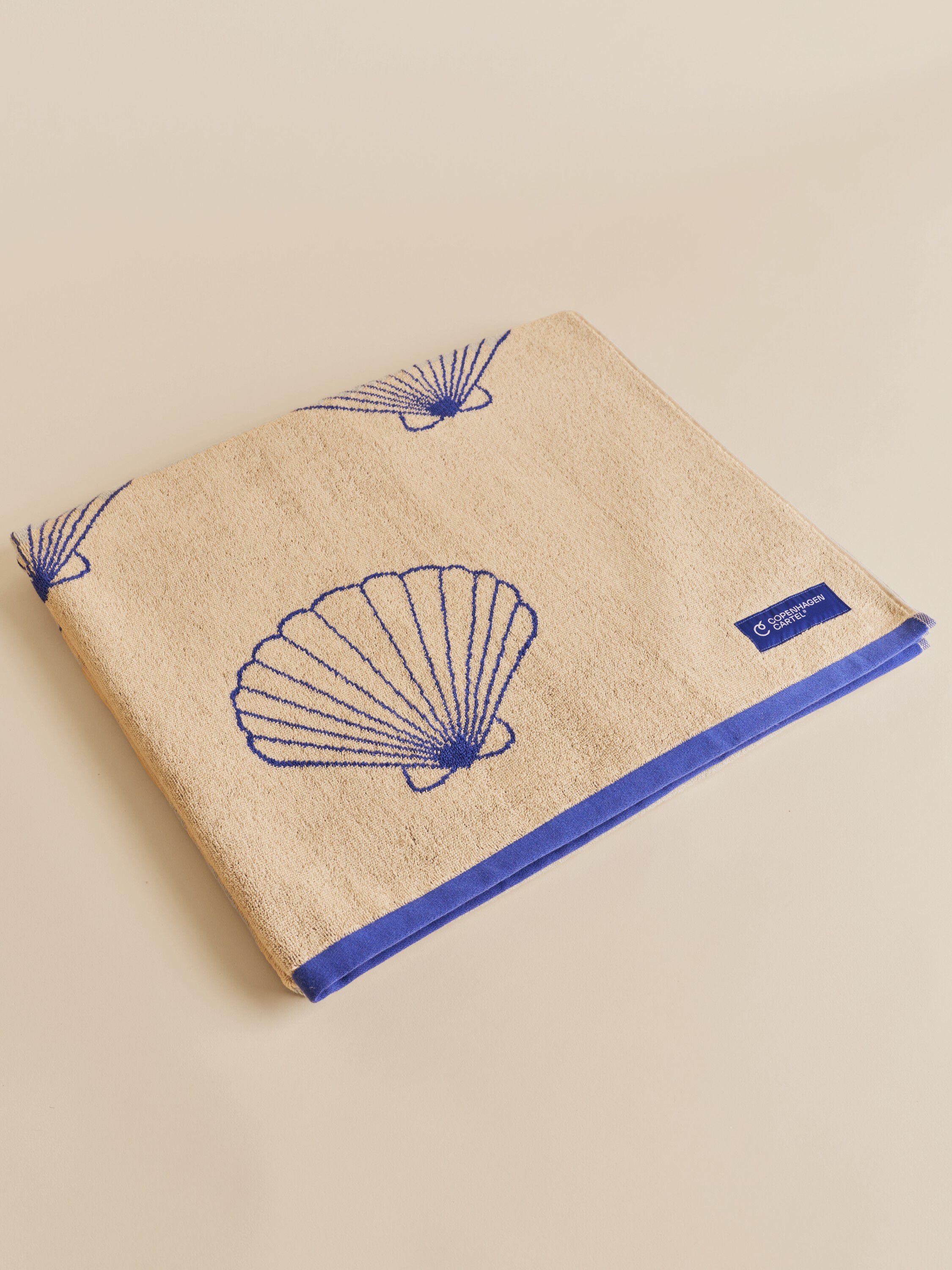 Shell Beach Towel - Sand/Cartel Blue