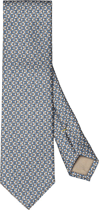 Beige Geometric Print Silk Tie