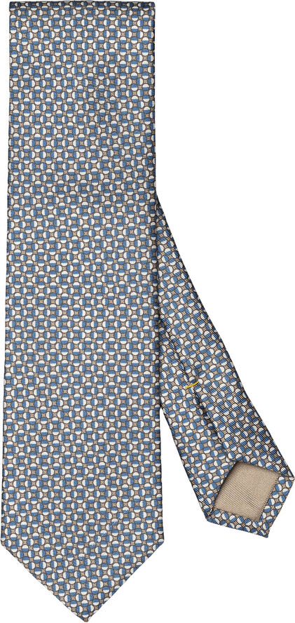 Beige Geometric Print Silk Tie