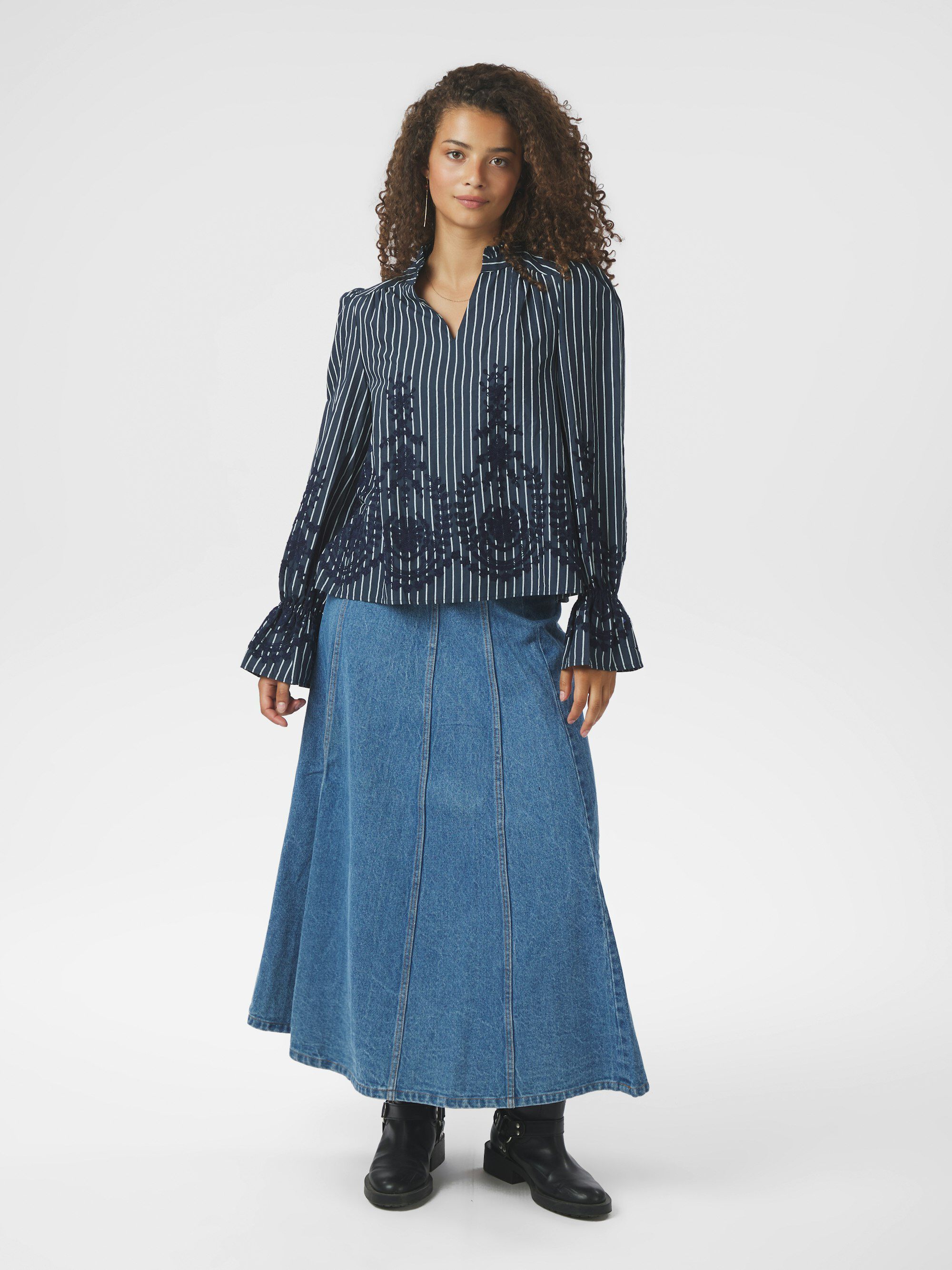 Amara Stripe Emb Blouse