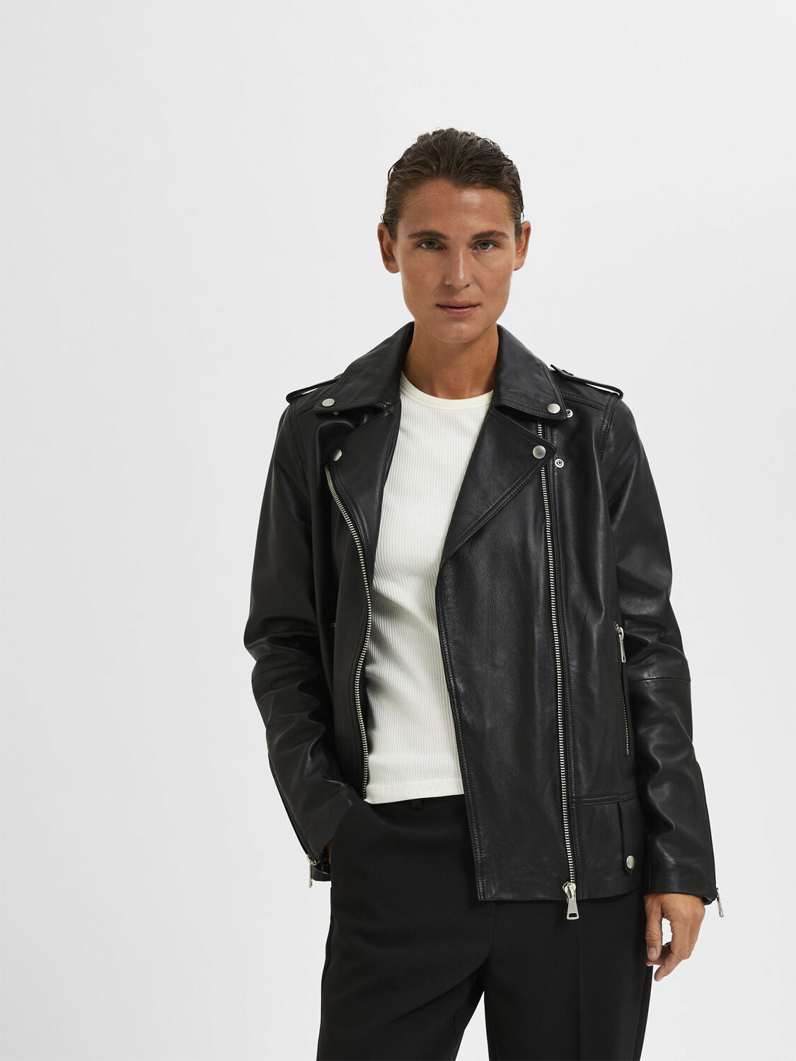 SLFMADISON LEATHER JACKET NOOS