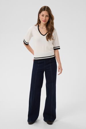 MilaSZ V-Neck SS Contast Pullover