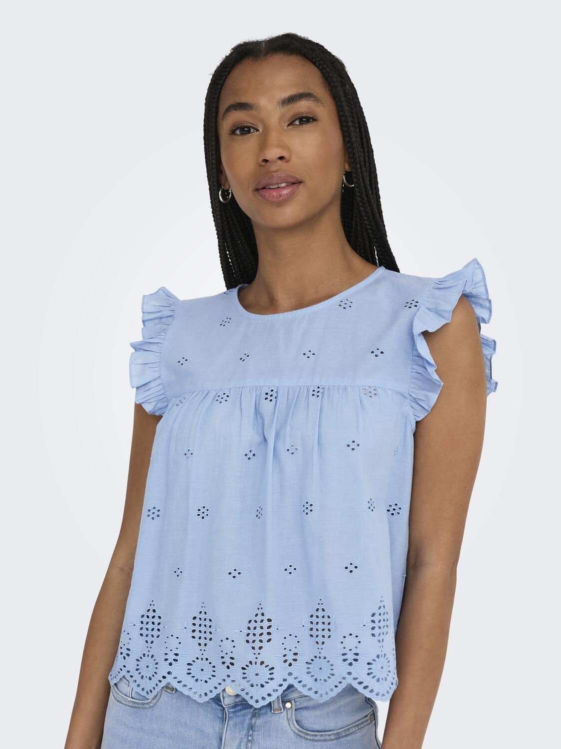 ONLSILLA LIFE S/L FRILL TOP WVN NOO