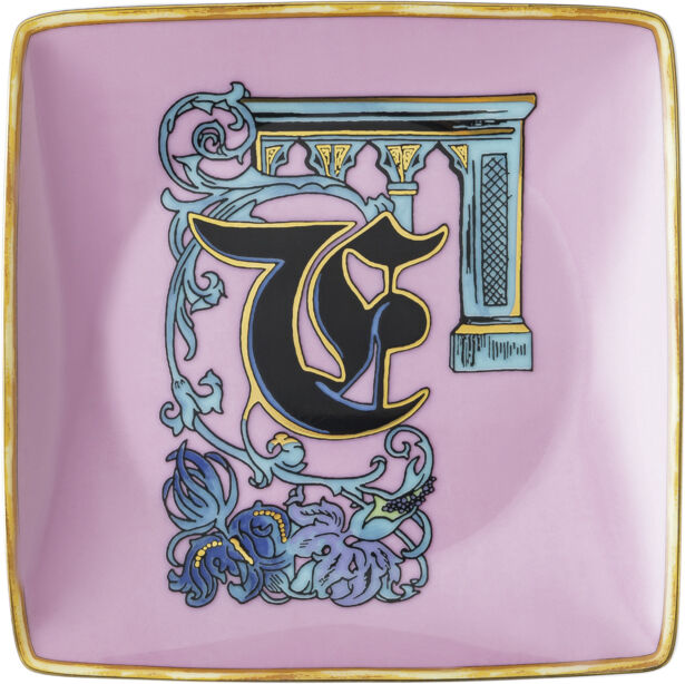 Bowl 12cm sq. flat, Holiday Alphabet F, Versace