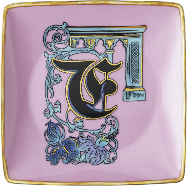 Bowl 12cm sq. flat, Holiday Alphabet F, Versace
