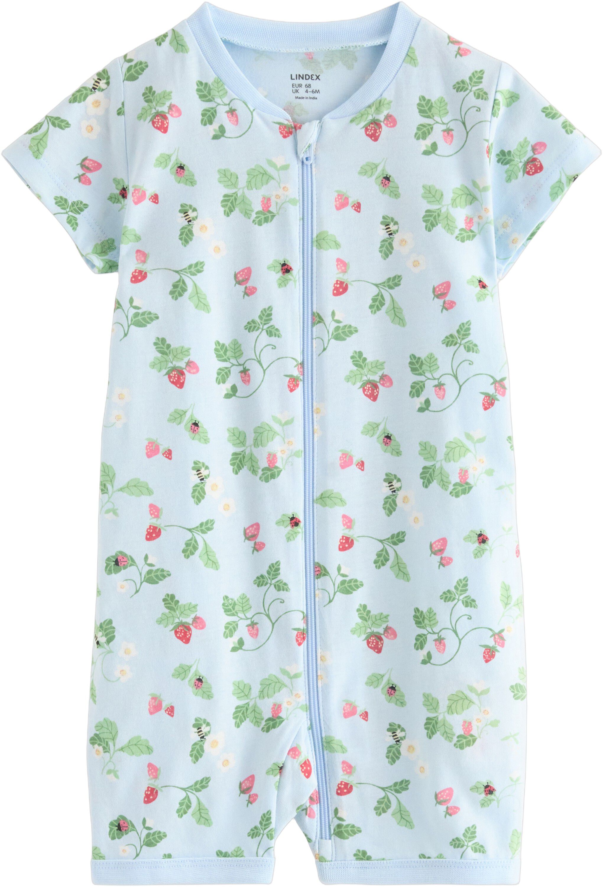 Short-sleeved pyjama romper with an