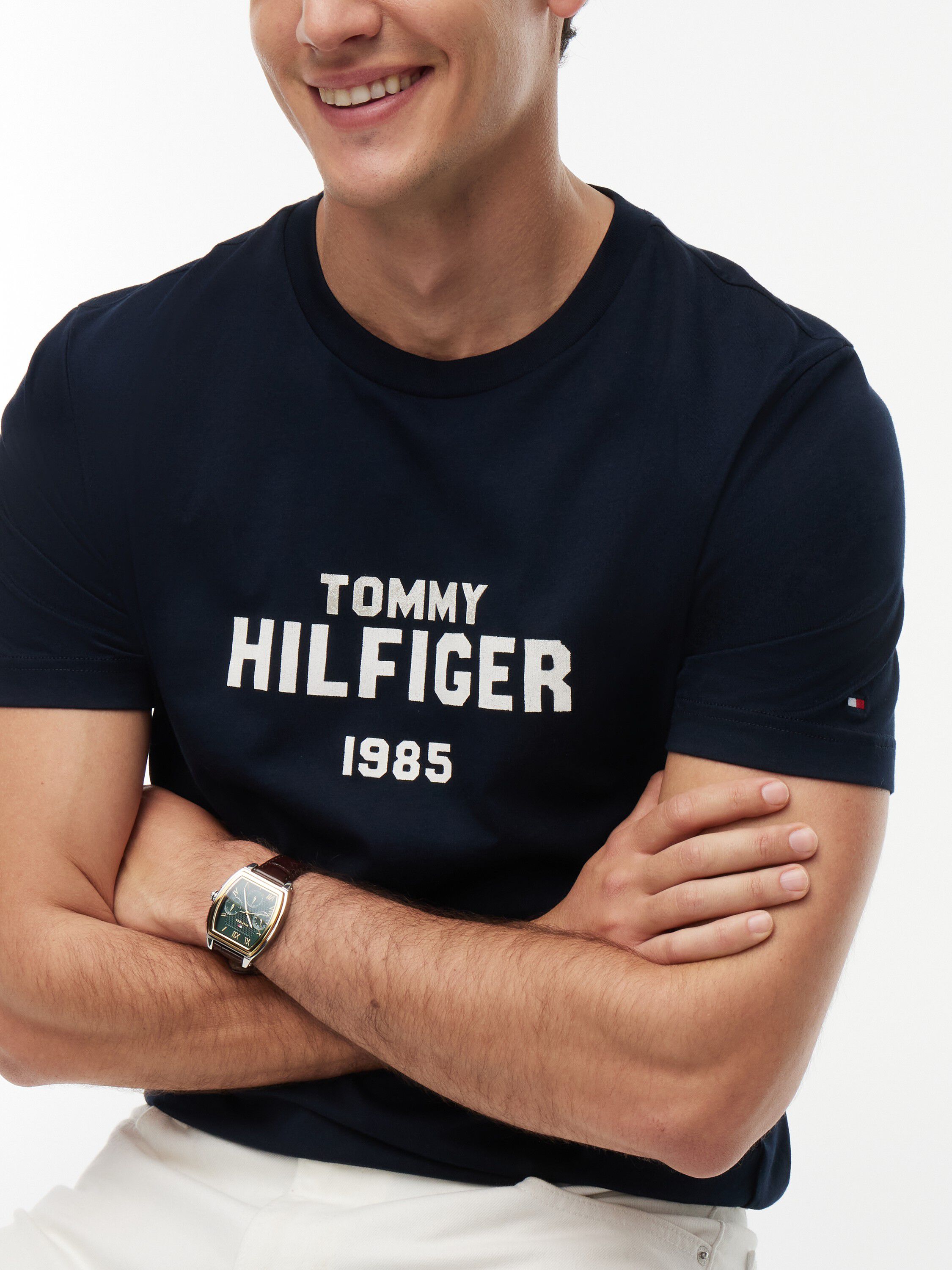 Contrast Logo Crew Neck Jersey T-Shirt