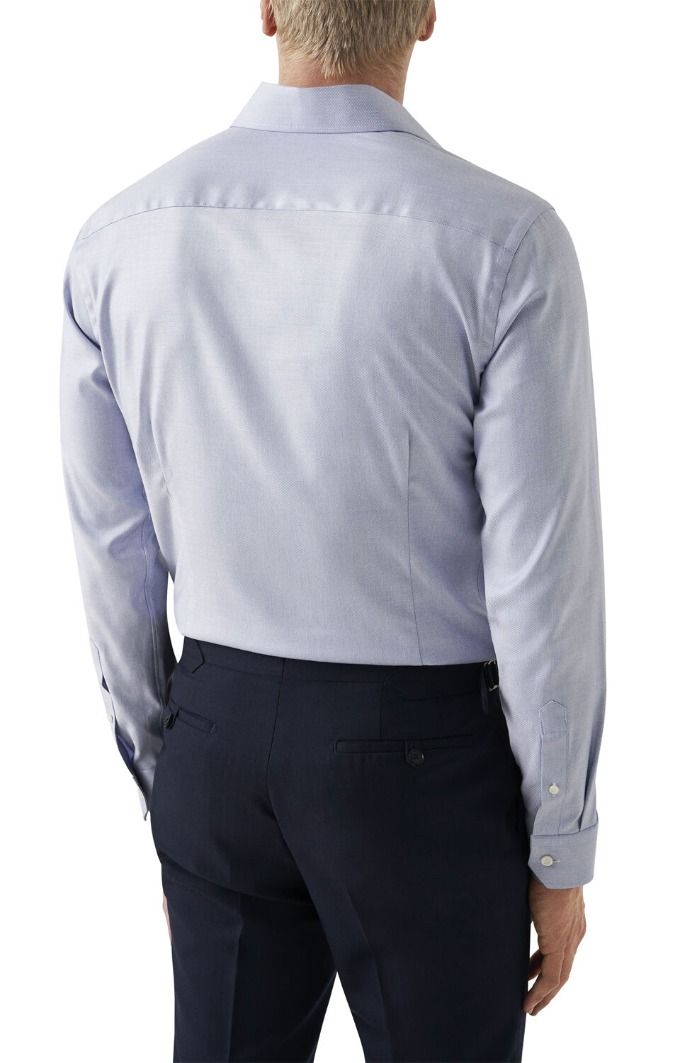 Slim Fit Dark Blue M&eacute;lange Solid Cotton Tencel Lyocell Shirt