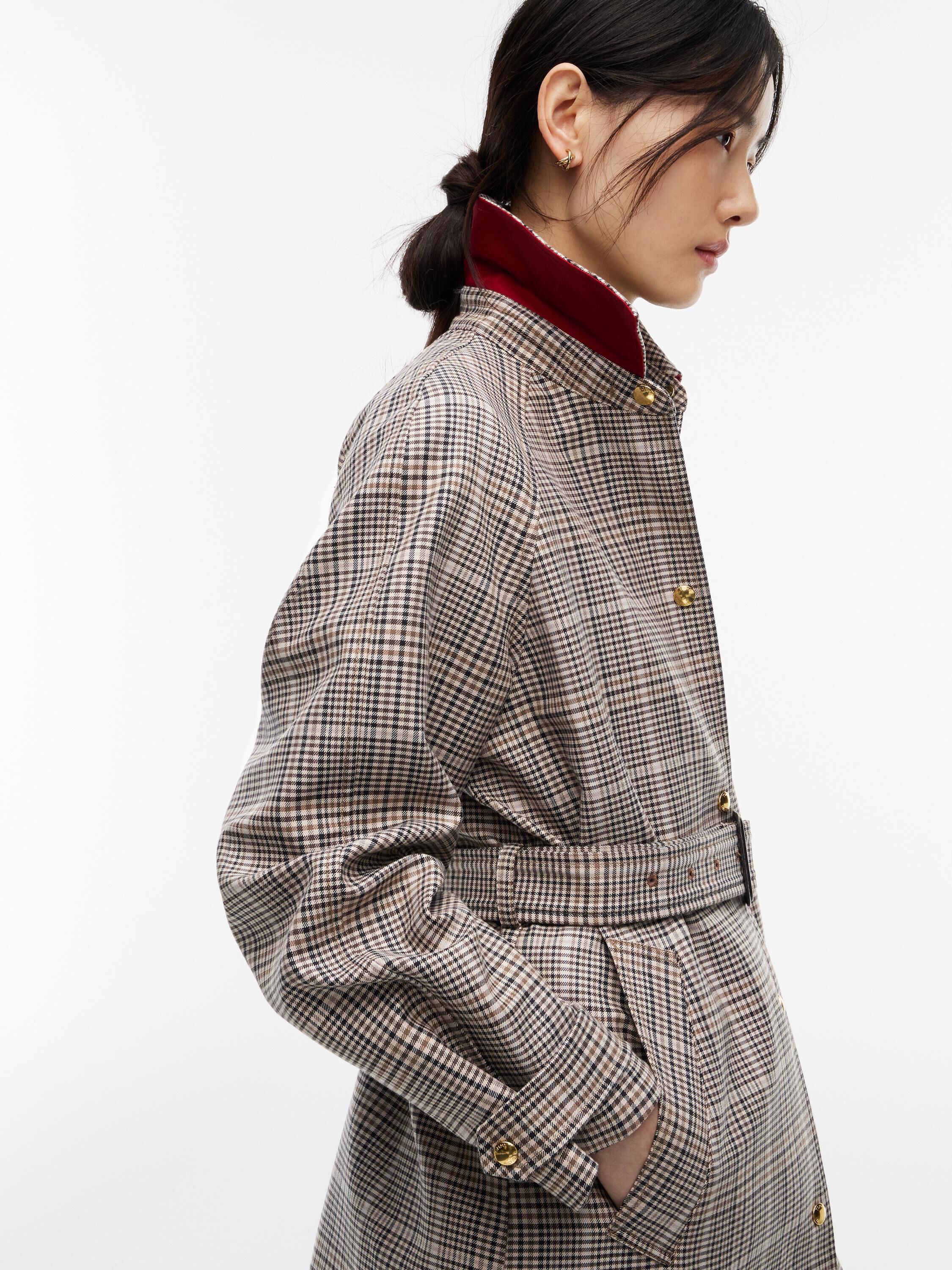 Check Belted Mac Coat