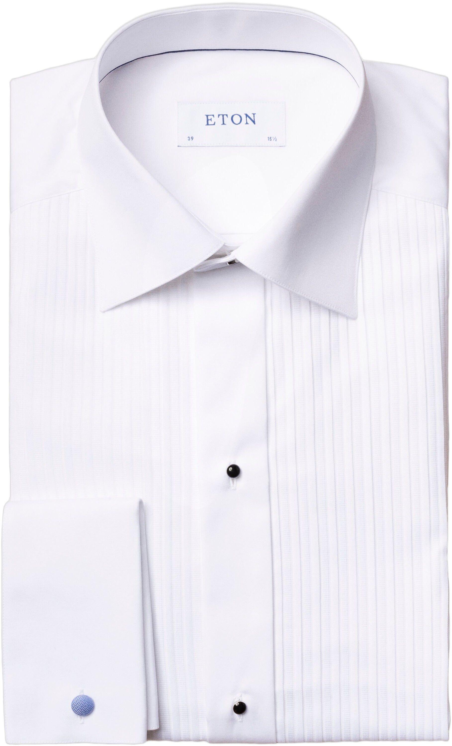 Contemporary Fit White Pliss&eacute; Black Tie Shirt