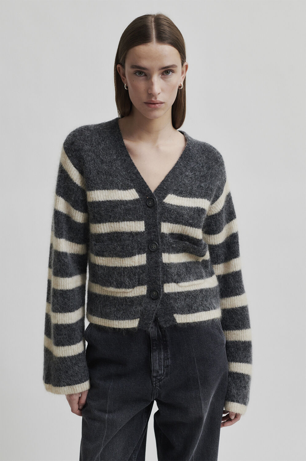 Ovalis Mohair Blend Knit Wide Sleeve Cardigan