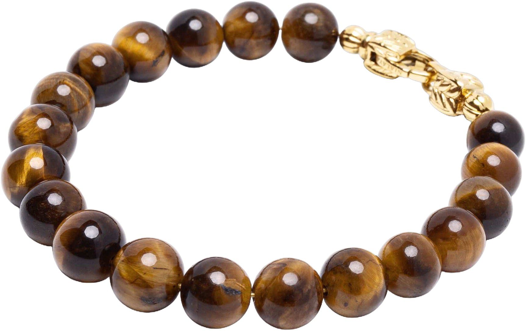 Brown Tiger Eye Healing Bracelet with Gold Lock