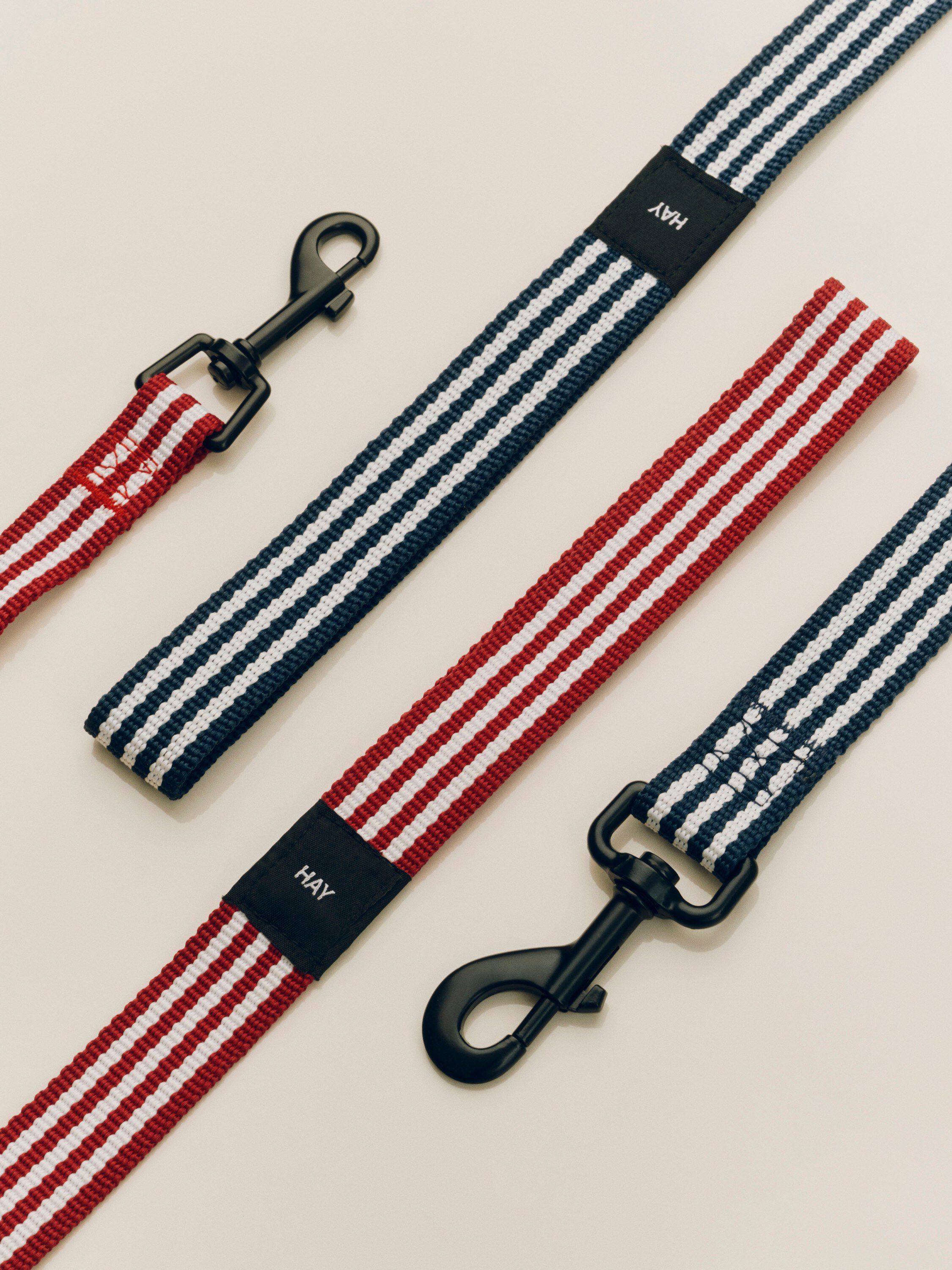 HAY Dogs Leash-Flat M/L-Blue and wh
