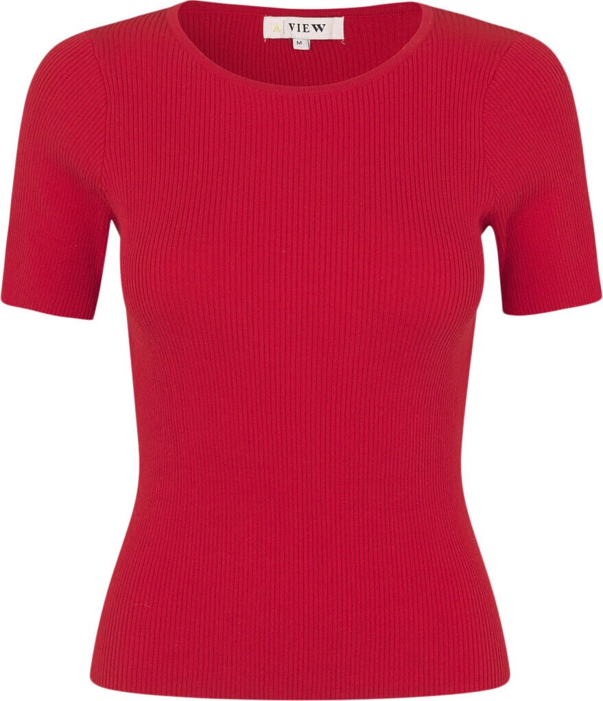 Rib knit short sleeve top