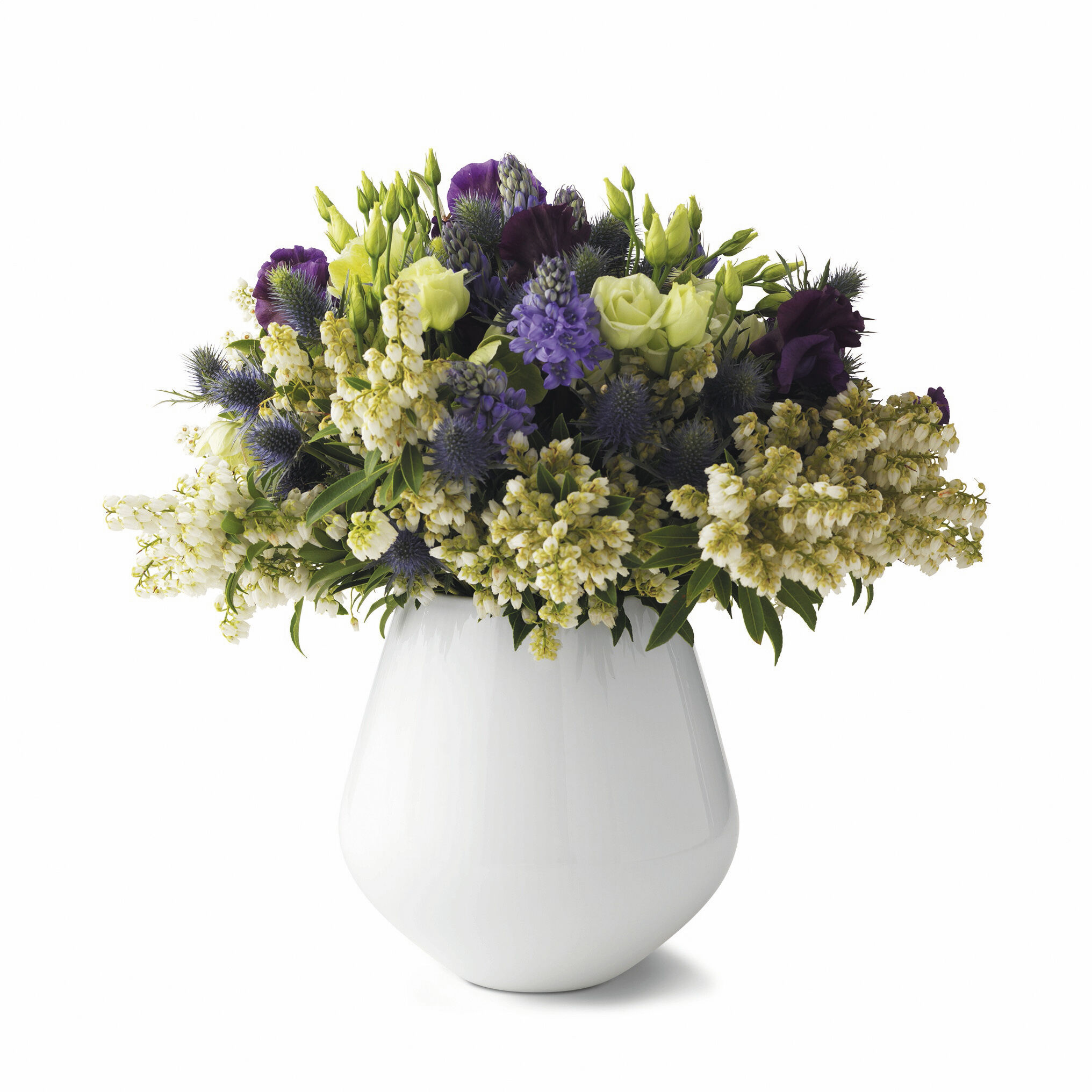 Hvid Riflet 20.5 cm. vase - stor