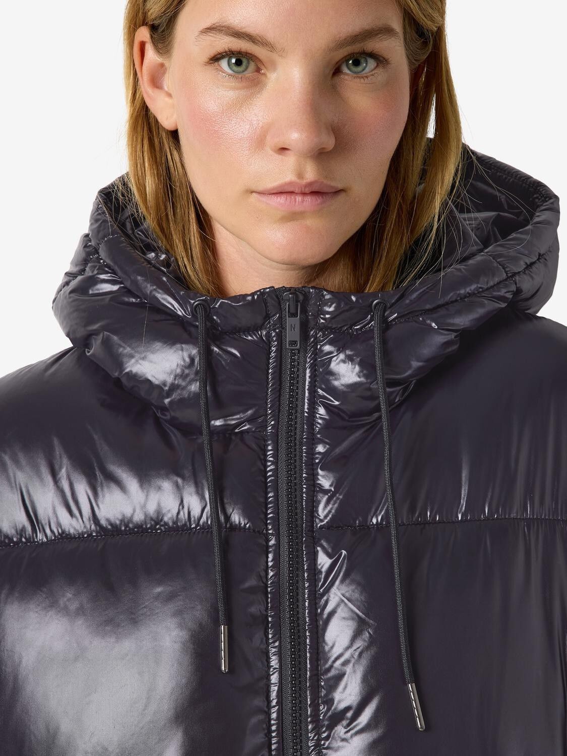 Nmallie Shiny Hood Long Jacket