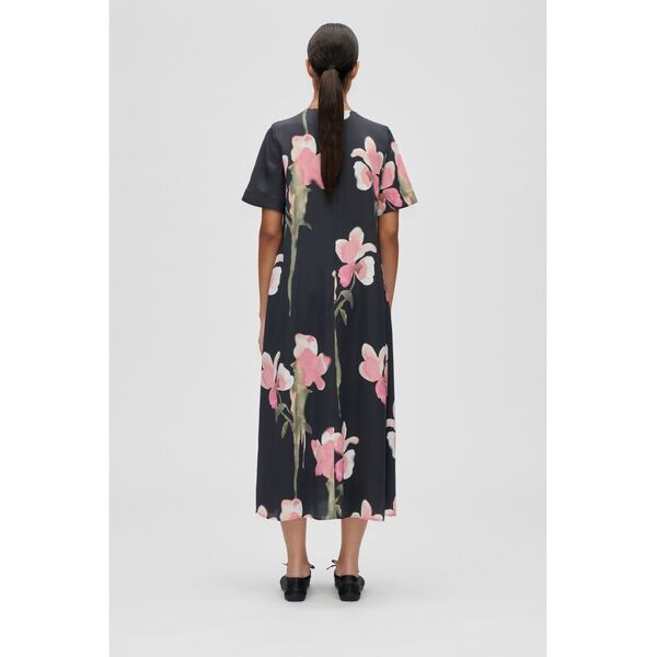 2263 Dry Viscose, Flowy Short Sleeve Midi Dress