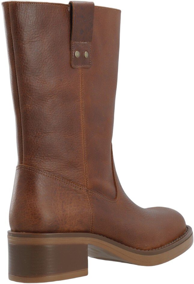 BIAMARY Mid Pull On Boot Pull Up Leather