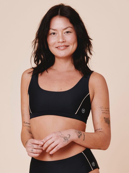 Agung Colorblock sporty bikini top - Nero