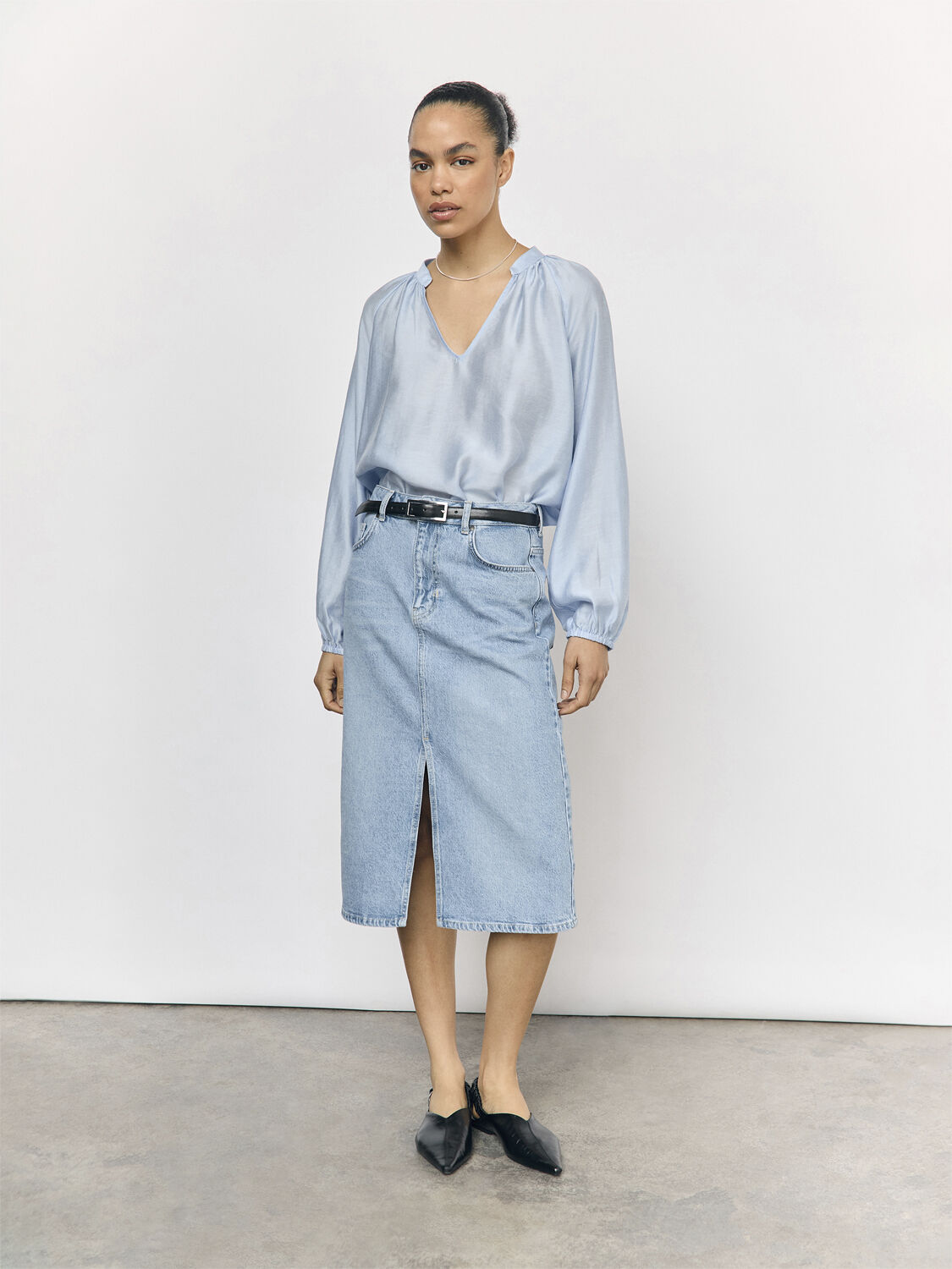 OBJHEIDI L/S LO V-NECK TOP NOOS