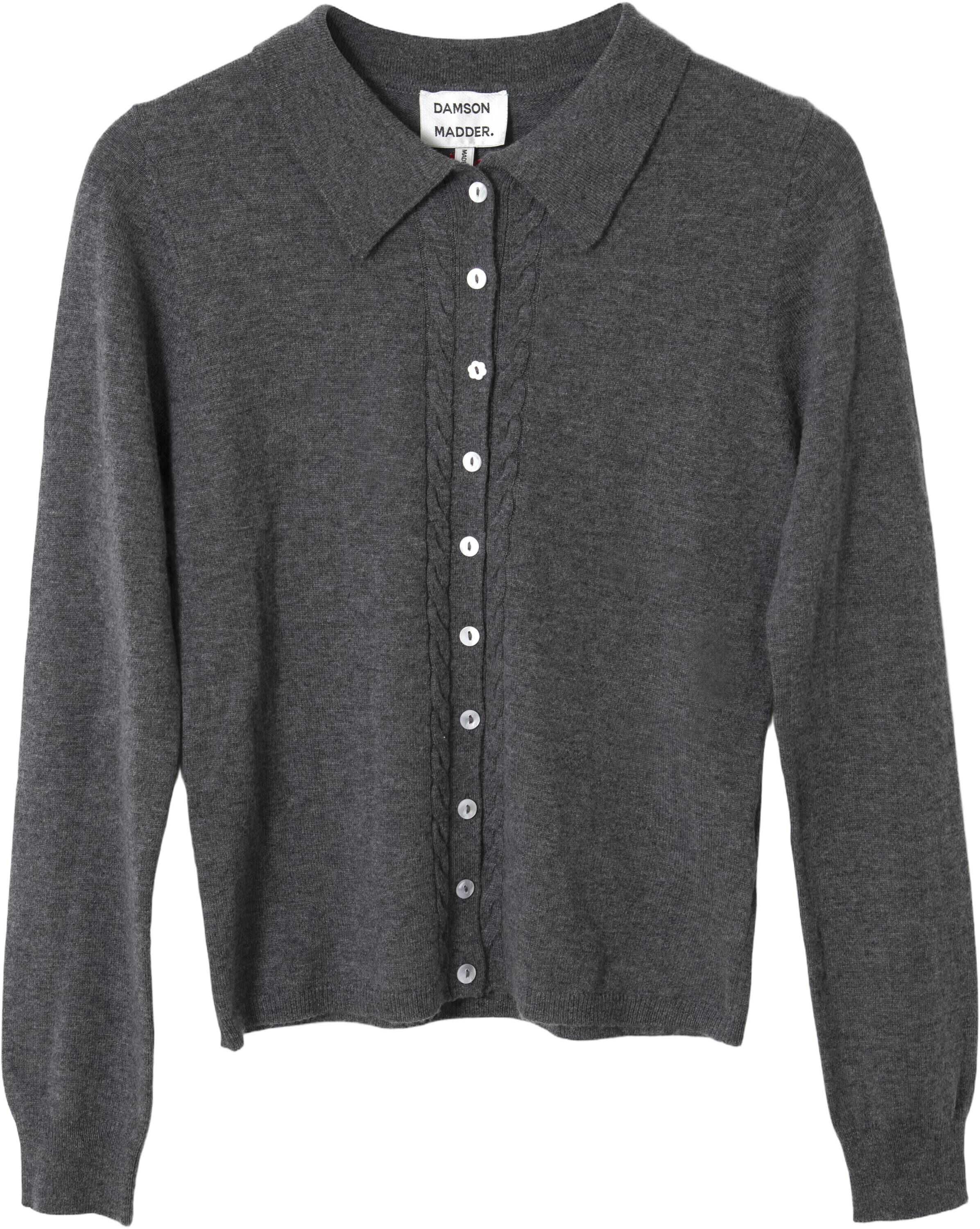 VOULA FINE GAUGE CARDIGAN - CHARCOAL