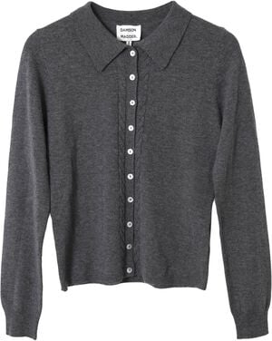 VOULA FINE GAUGE CARDIGAN - CHARCOAL