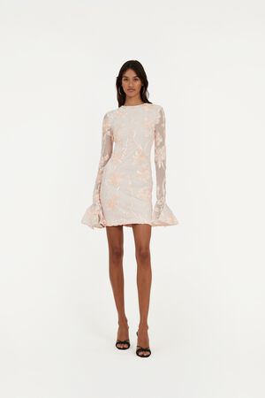 FLOWER MESH MINI DRESS