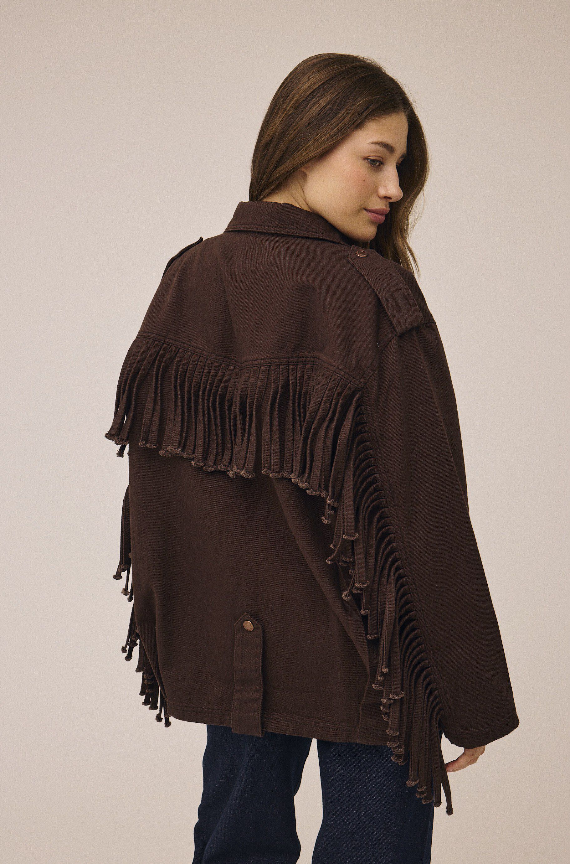 Emma 8 Biker jacket with fringes - GOTS