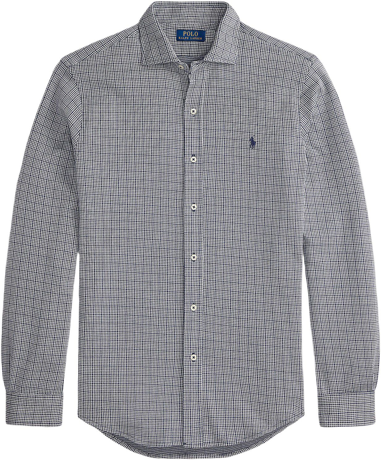 Plaid Jersey Spread-Collar Shirt