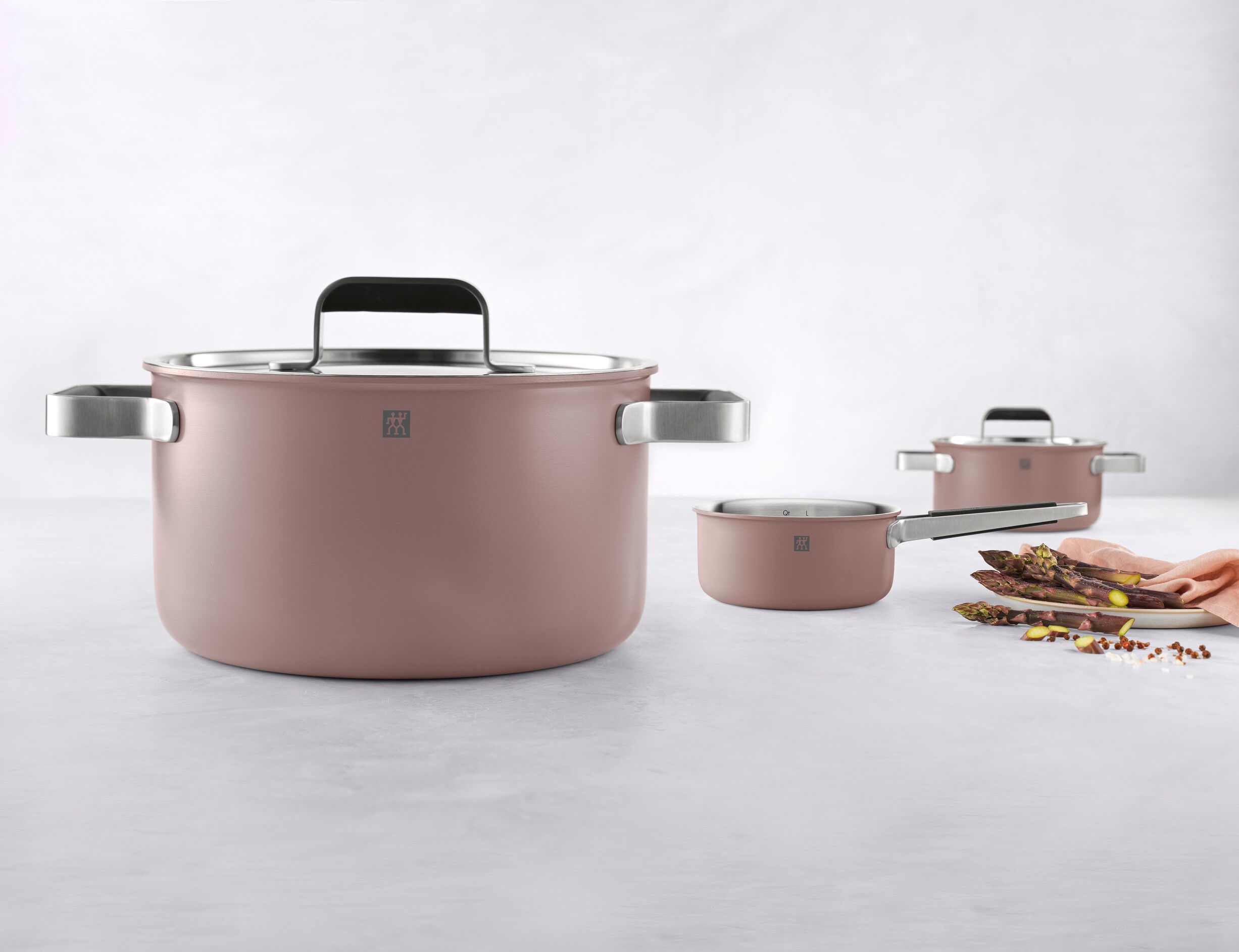 Gryde- og pandes&aelig;t, 3-dele, 18/10 rustfrit st&aring;l