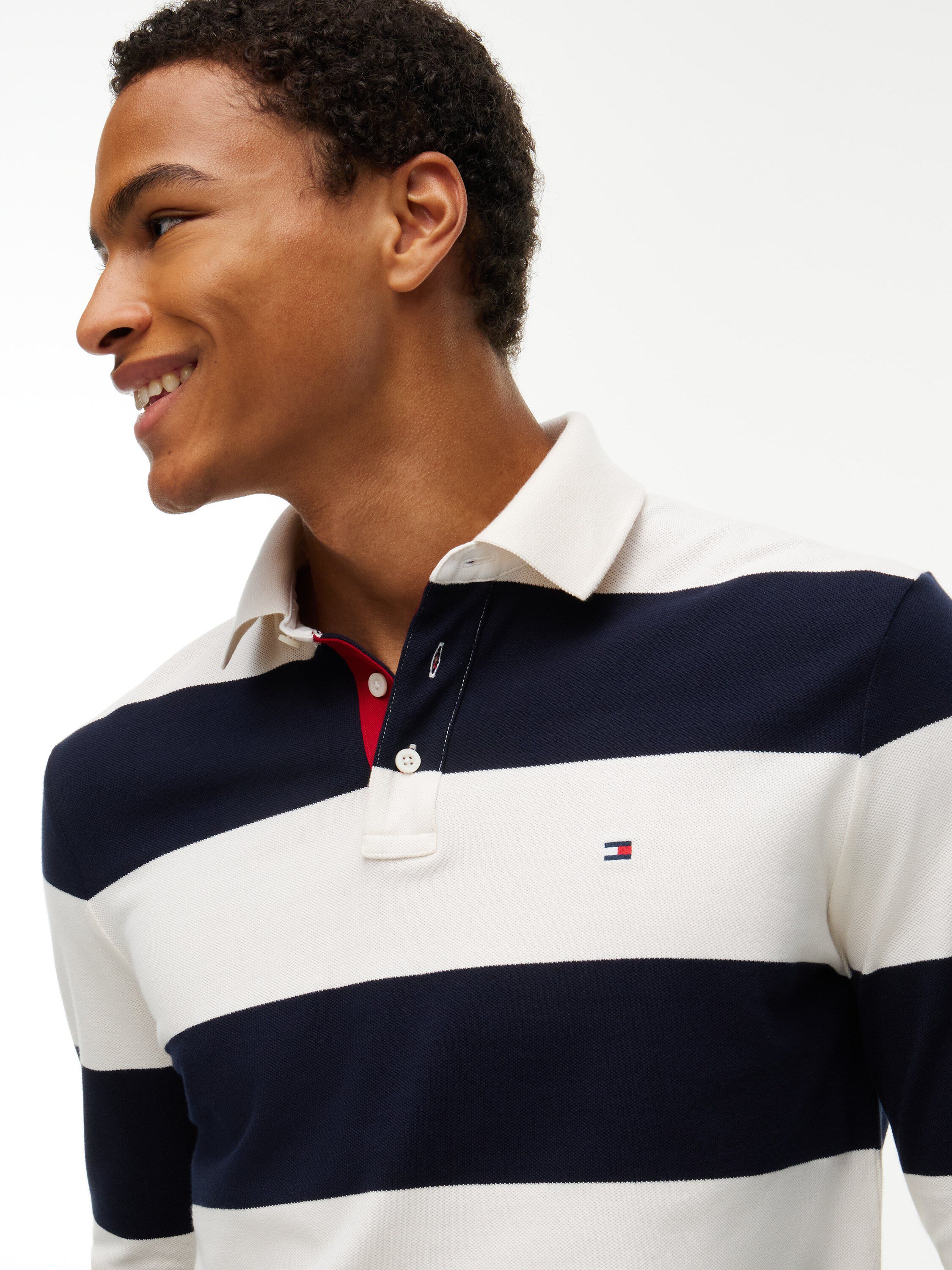 Rugby Stripe Long Sleeve Polo Shirt