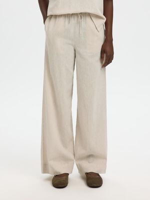 SLFLUISA MW WIDE LINEN BLEND PANT N