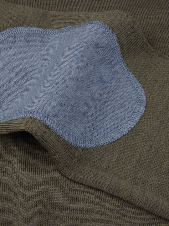Sweater Knitted Crew Neck With Patch Merino Wool