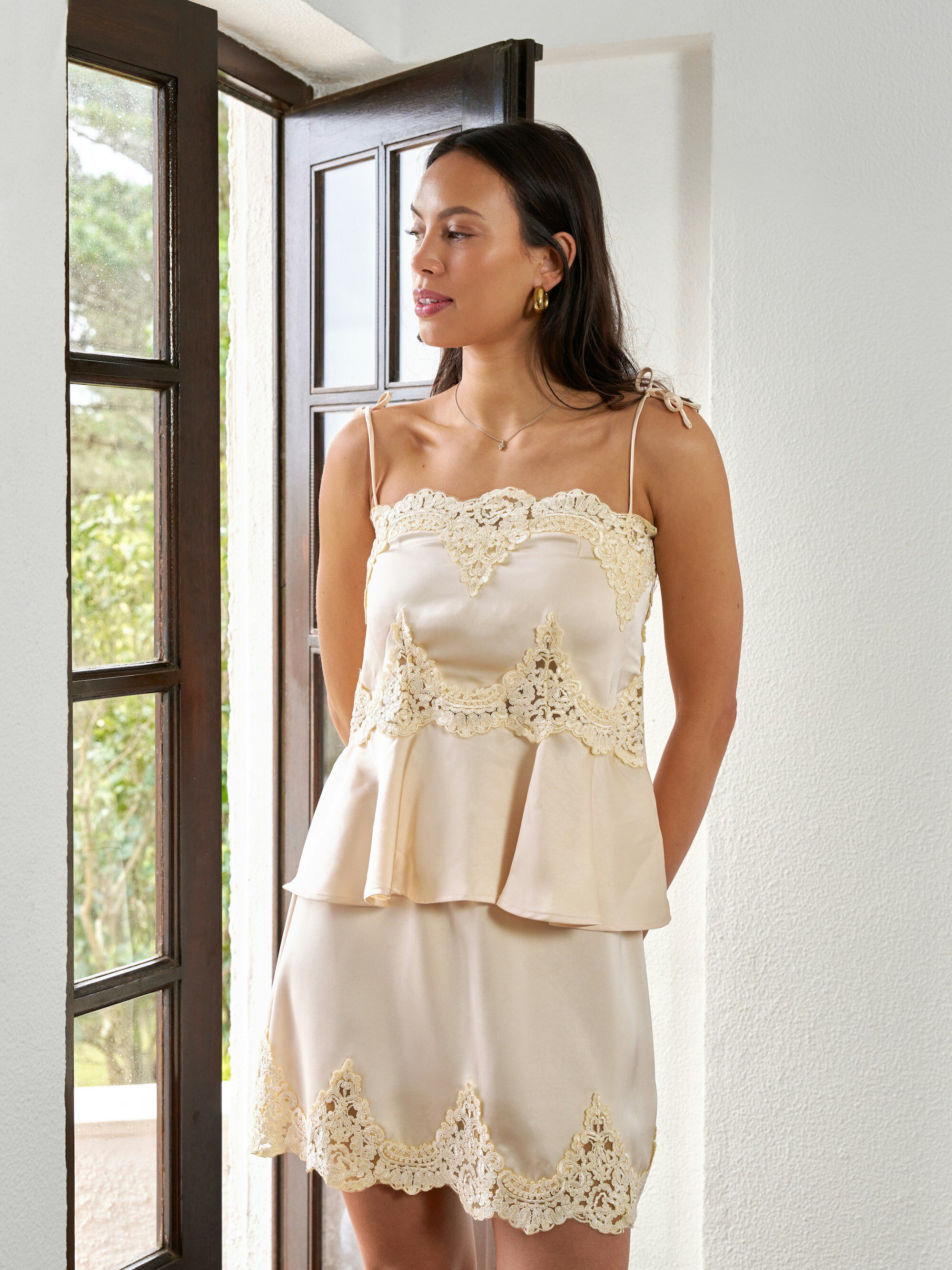 Kaela Heavy Sateen Lace Top