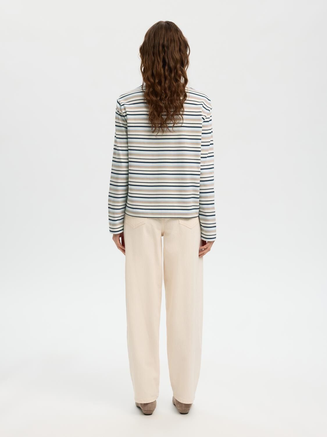 SLFESSENTIAL LS STRIPED BOXY TEE NO