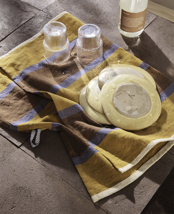 Hale Tea Towel - Lime/Bright Blue/Choco