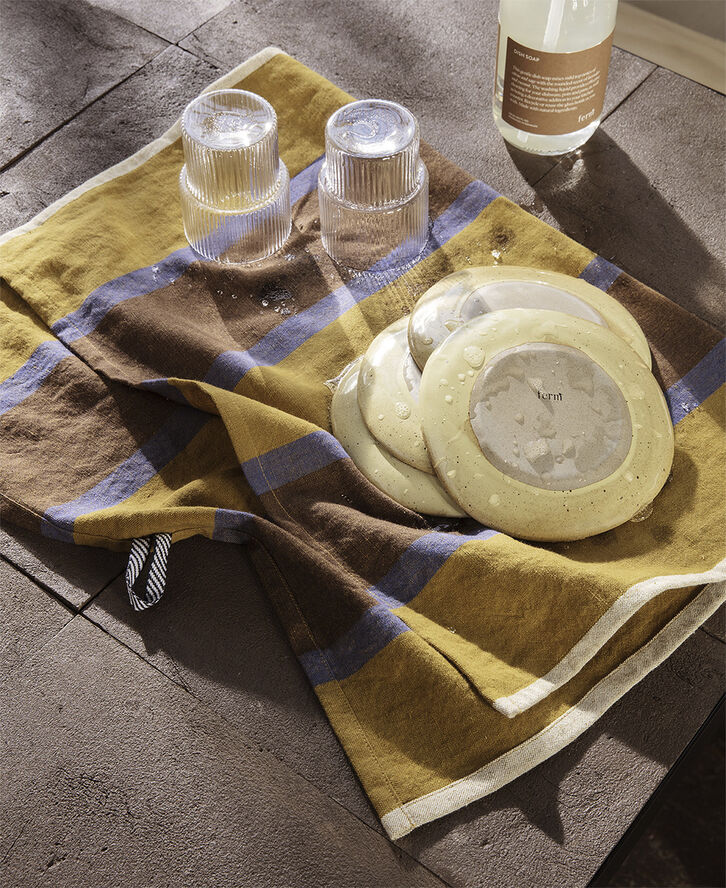 Hale Tea Towel - Lime/Bright Blue/Choco