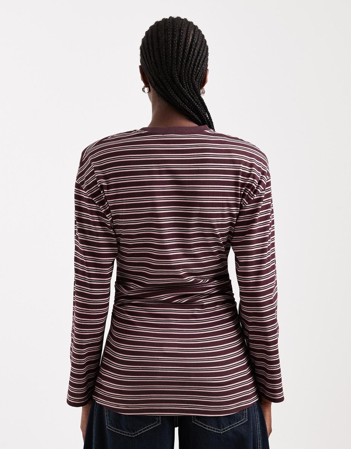 Tsbett L/S Striped Shoulder Top Jrs