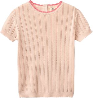 KNITTED POINTELLE SS BLOUSE