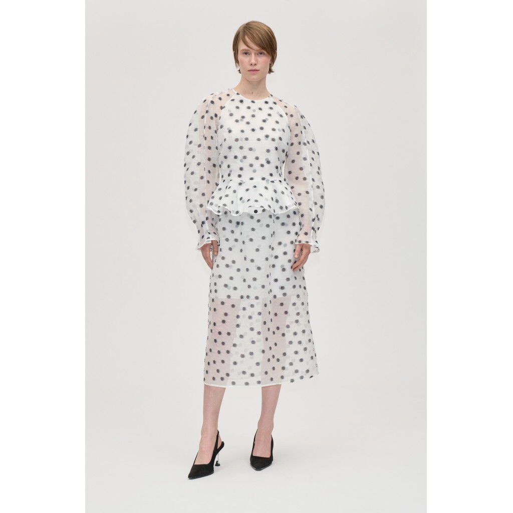 2460 Dotted Organza, Sheer Peplum Top