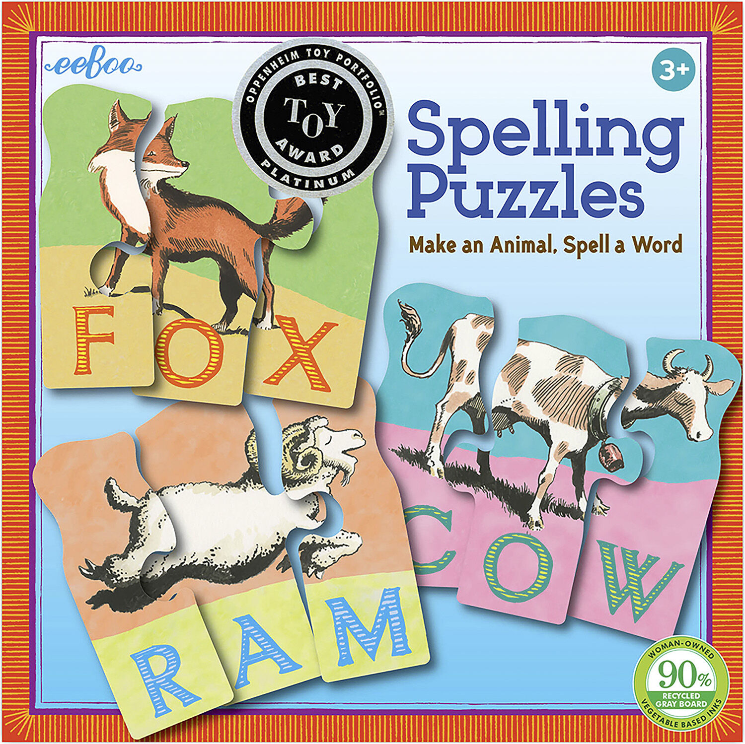 eeBoo - Leg & L&aelig;r puslespil - Stav til et dyr p&aring; engelsk