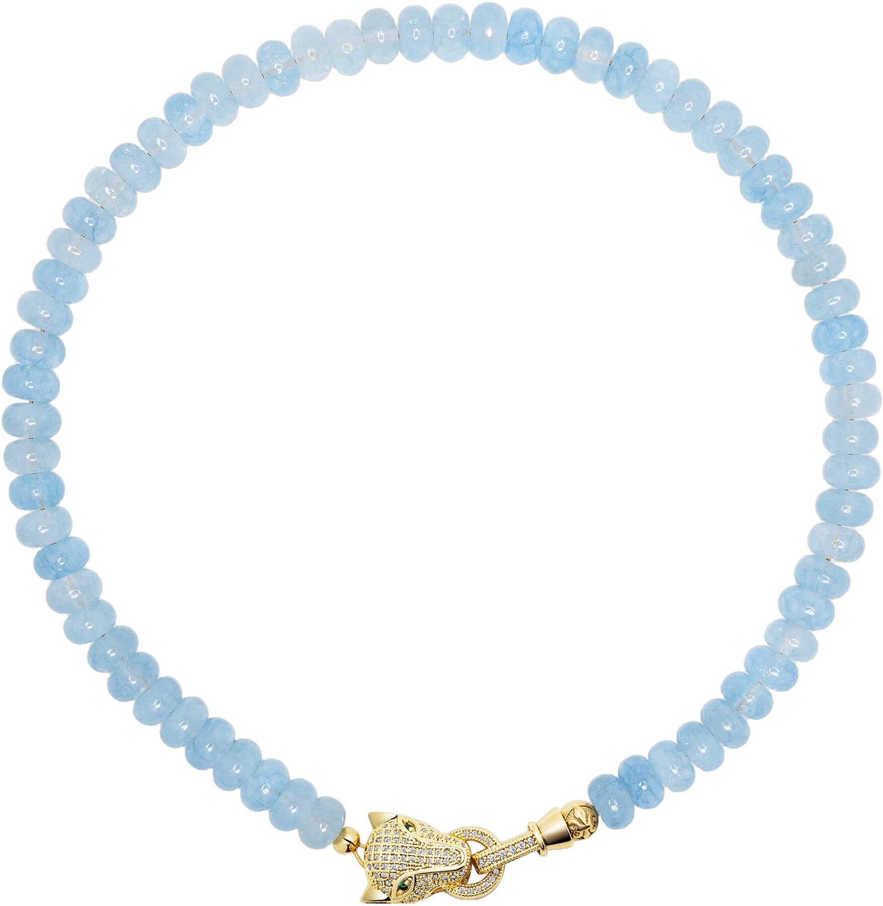Women's Blue Chalcedony Choker with Panther Head