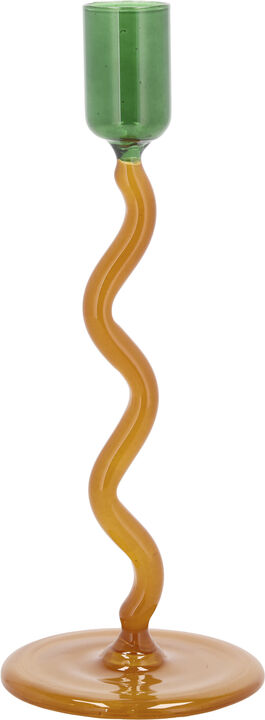 Lysestake Styles 8,5 x 19,6 cm Grønn/Amber Glass