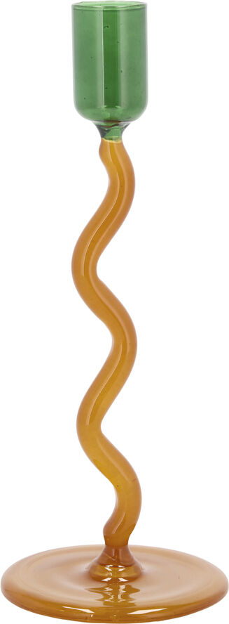 Lysestake Styles 8,5 x 19,6 cm Grønn/Amber Glass